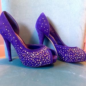Steve Madden rhinestone deep purple suede heels
